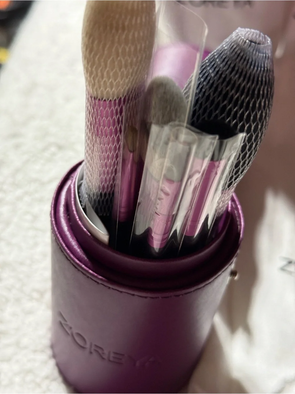 ZOREYA Purple or Pink  Makeup Brush Set with Travel Case